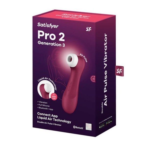 Satisfyer pro2 vibrador de aire doble generation 3 vino rojo con app 1un