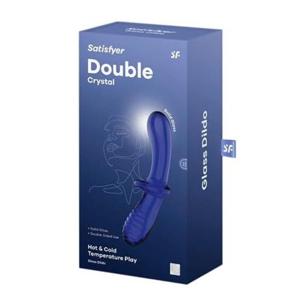 Satisfyer double crystal dildo hot & cold temperature play light blue 1un