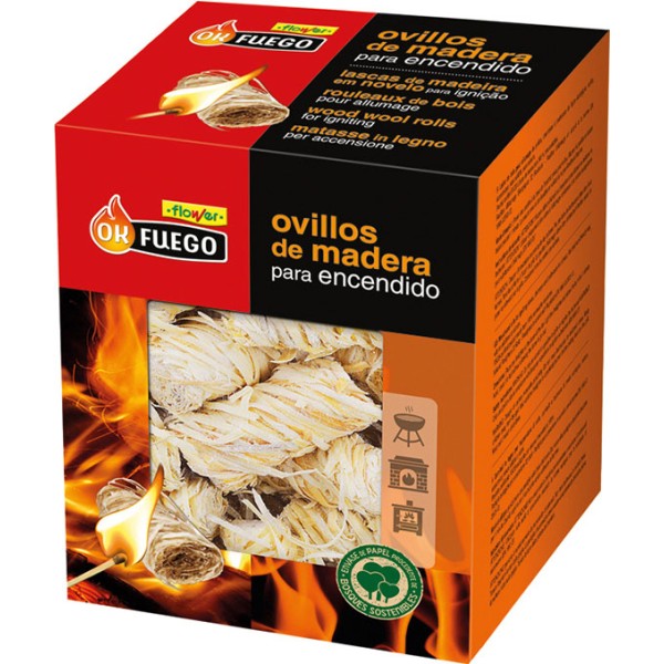 Okfuego ovillos de madera para encendido, 24 uds (pack 2 unidades)